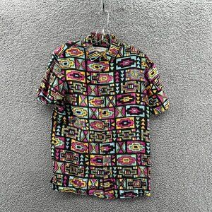 H&M Coachella Official Collection Short Sleeve Button Up Shirt Mens Small Multi